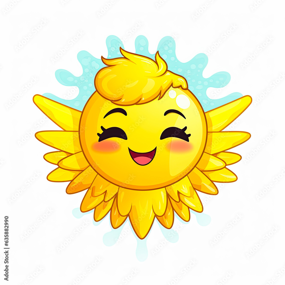 Angel emoticon icon. Emoji summer sticker. On white background. Ai Generative