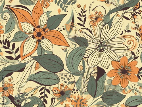 flowers pattern seamles organic style