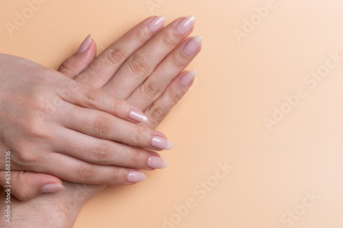 Pretty woman hands with manicure