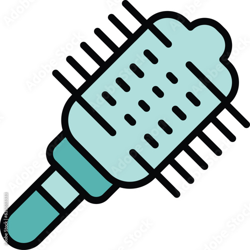 Soft hair brush icon outline vector. Salon barber. Fashion chair color flat