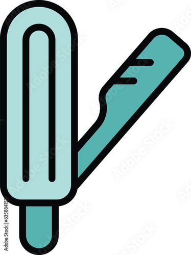 Razor icon outline vector. Barber shampoo. Beauty cut color flat