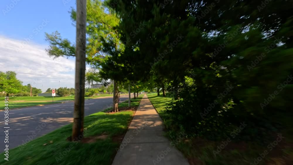 Run and bike pov Oklahoma City clean sidewalks