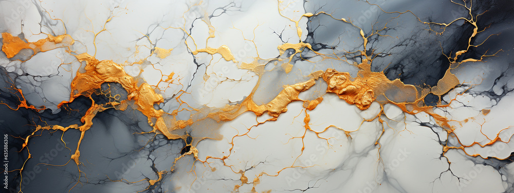 marble wall texture with golden veins close-up. Generative Ai. 