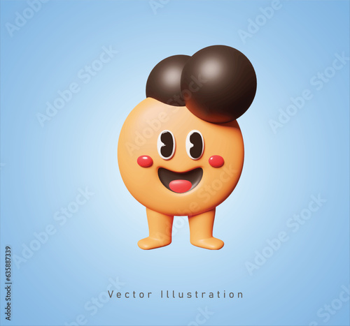 cute orange monster character in 3d vector illustration