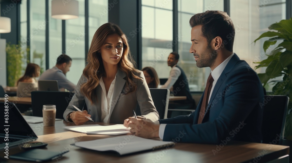 Fototapeta premium Focused colleagues working on project in office