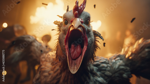 Tableau sur toile mad chicken, rabies chicken