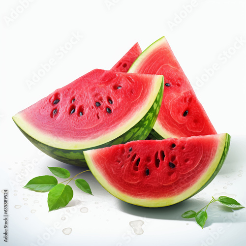 slices of watermelon isolated on white