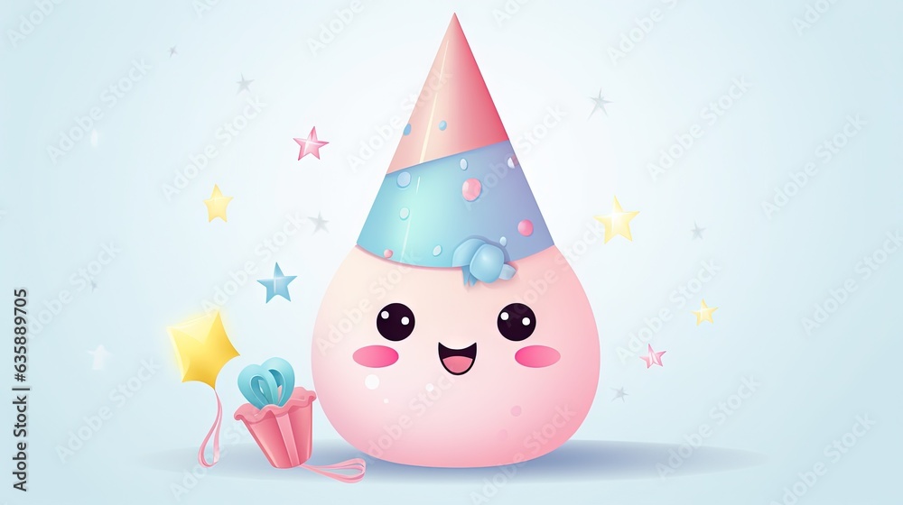  a cartoon character with a party hat on holding a wand.  generative ai