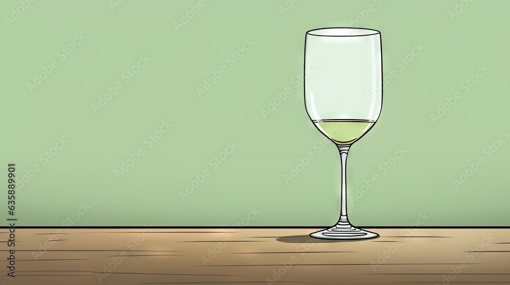 a glass of wine sitting on a table with a green wall in the background. generative ai a glass of wine sitting on a table with a green wall in the background. generative ai