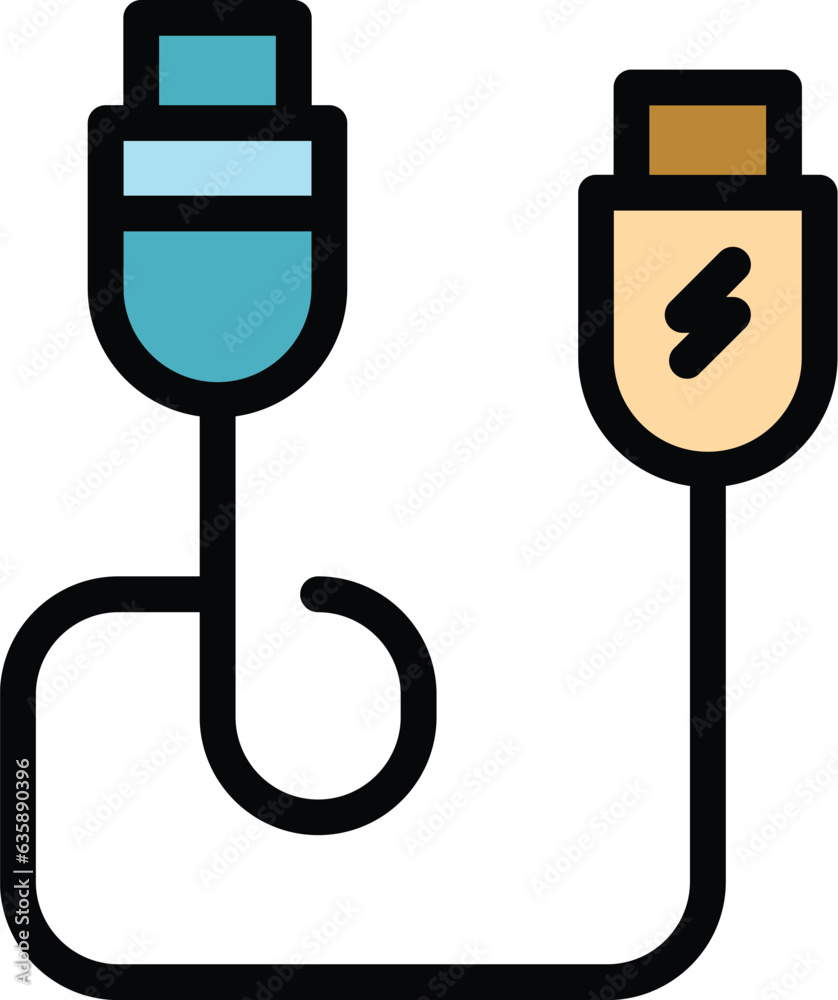 Cable network icon outline vector. Optic fiber. Fibre wire color flat Cable network icon outline vector. Optic fiber. Fibre wire color flat