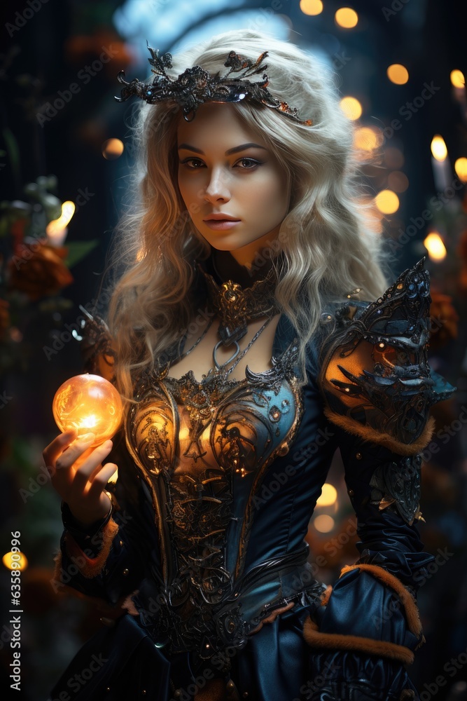 Fototapeta premium Capture the magic of Halloween Woman portrait with unique costume and gestures