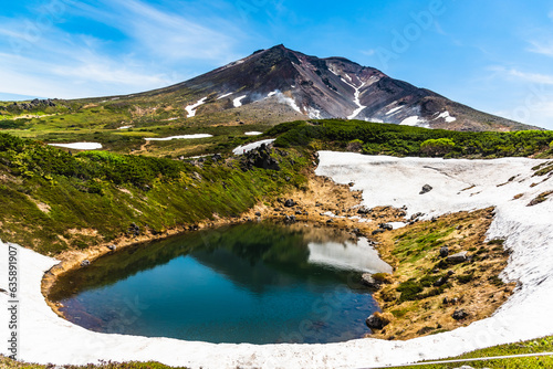 Mount Asiahidake, Daisetsuzan National Park,viewed from Meoto Pond photo