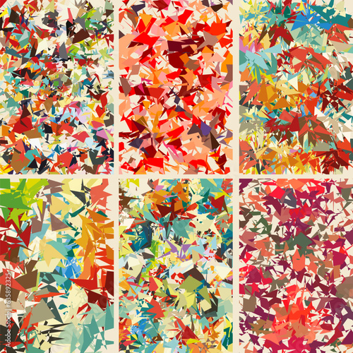 Set of autumn, fall season colors triangular, polygonal patterns, backgrounds. © HAKKI ARSLAN