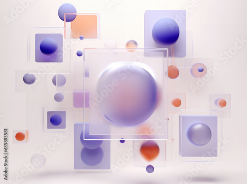 A harmonious planar composition of squares and circles. Created with generative Ai technology.