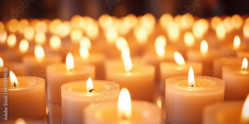Photo Horizontal wallpaper with lots of little candles with fire