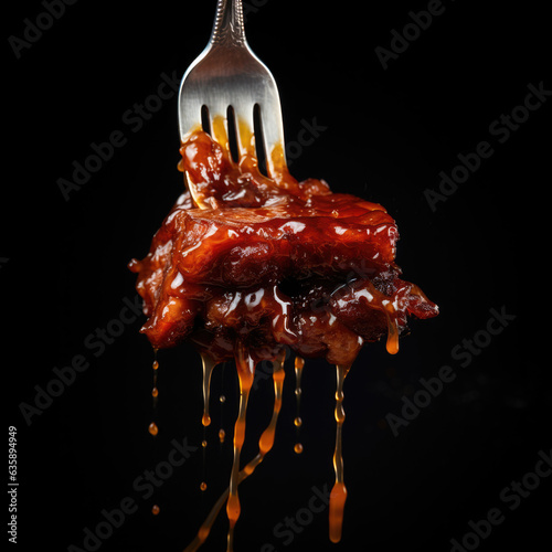 fork holding a piece of meat
