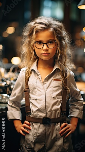 Wallpaper Mural five year old girl working as a scientist (Generative AI) Torontodigital.ca