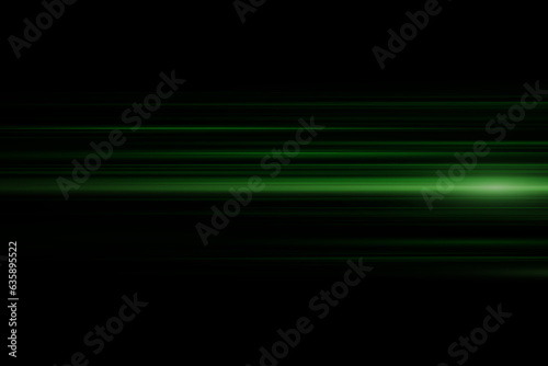 Abstract green neon speed light effect on black background. Vector illustration.