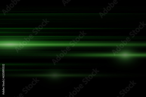 Abstract green neon speed light effect on black background. Vector illustration.