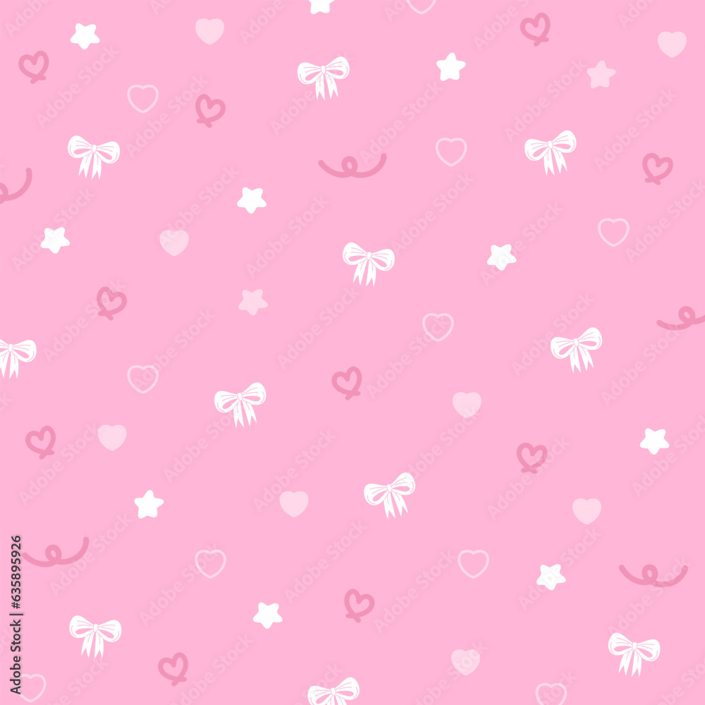 Pastel pink ribbon, heart, doodle elements background, template, banner, fabric print, Valentine wallpaper, social media post, poster, memo, gift wrap, packaging, notepad, sticky note, book cover