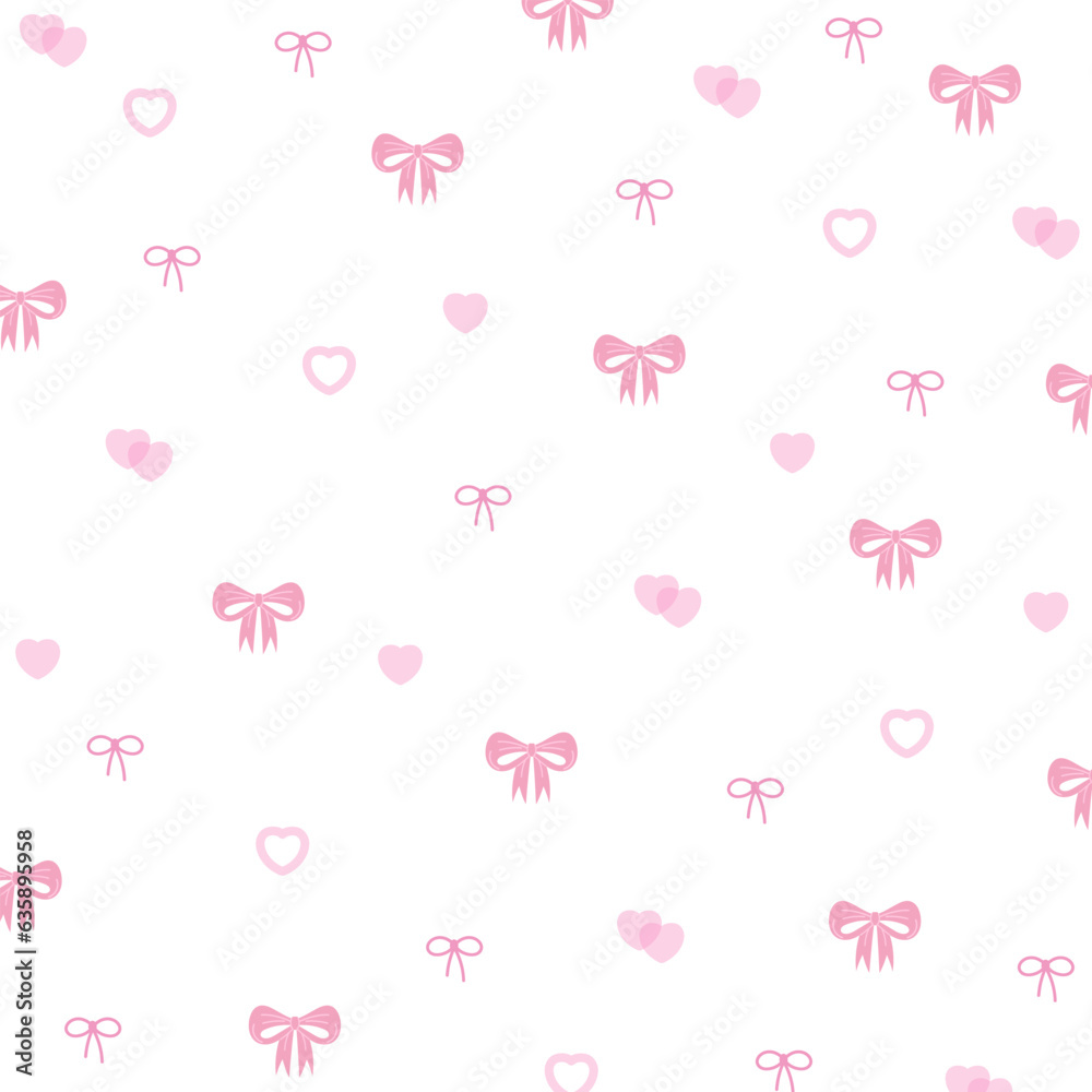 Pastel pink ribbon and heart on white background, template, banner, fabric print, Valentine wallpaper, social media post, gift wrap, product packaging, memo, sticky note, notepad, book cover template