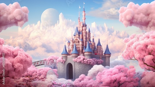 Stampa su tela Pink princess castle