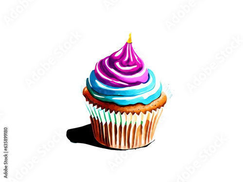 Watercolor Cupcakes Clipart Illustration 