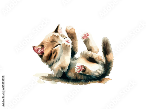Cute Baby Watercolor Cat Clip Art
