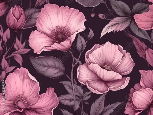 pink flowers pattern seamles background © Rosyad