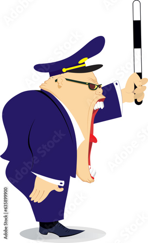 Shouting traffic police. 
Colorful cartoon traffic cop
