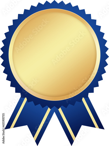 Golden seal with ribbons. Golden Medal. Award Ribbon.