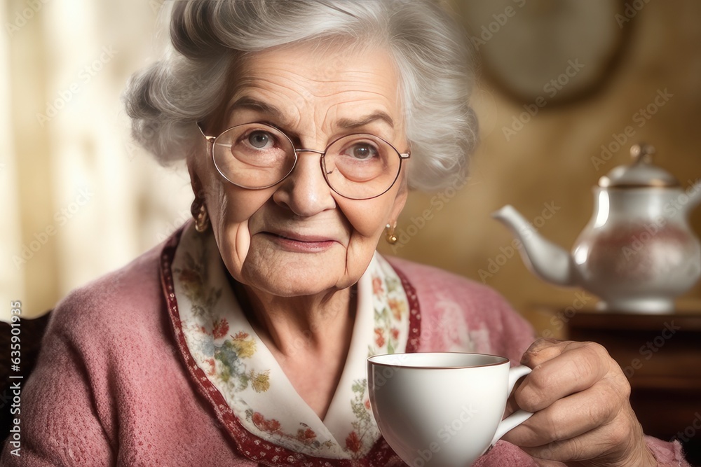 portrait of a senior woman drinking tea portrait of a senior woman drinking tea