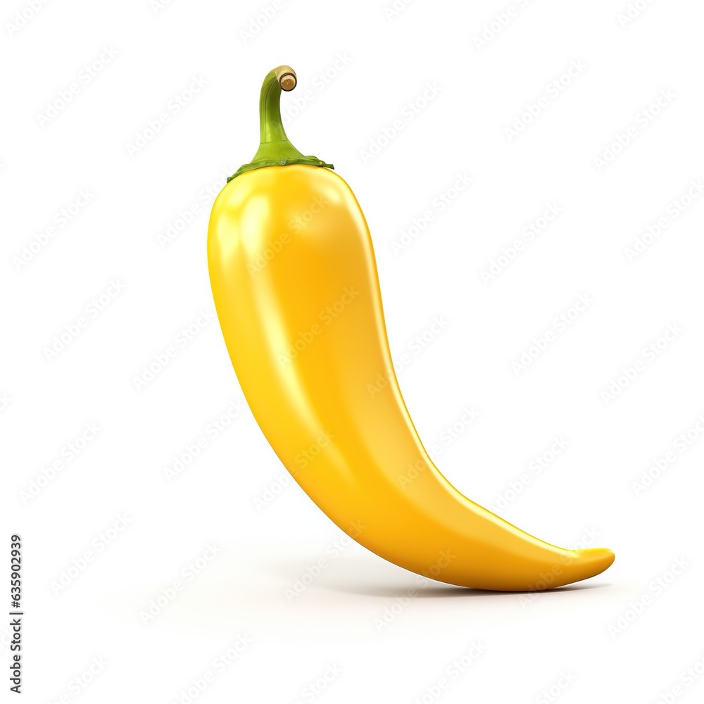 Yellow chili pepper isolated on white background, Generative AI