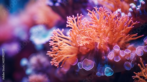  a close up of a bunch of corals in the water. generative ai