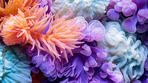  a close up of a bunch of different colored corals.  generative ai © Nadia