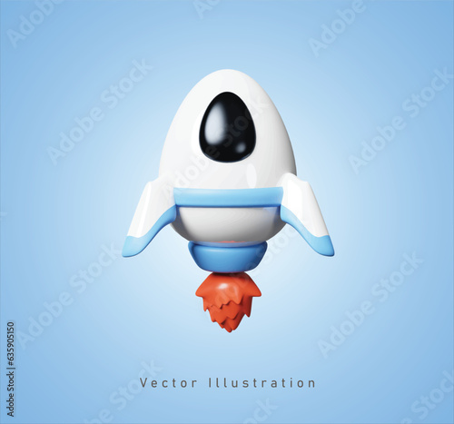 space ship rocket in 3d vector illustration