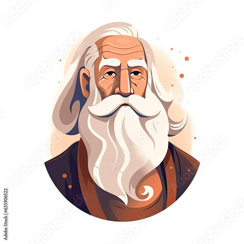 Wise and serene male character cartoon illustration - Generative AI.