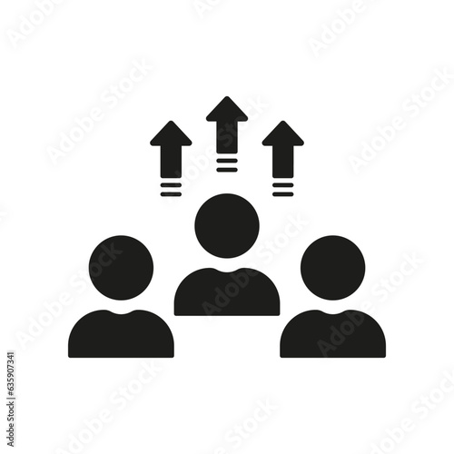 Progress in Business Silhouette Icon. Team Growth Up, Success Glyph Pictogram. Development in Stock Market Solid Sign. Career Promotion, Skill Improvement Symbol. Isolated Vector Illustration