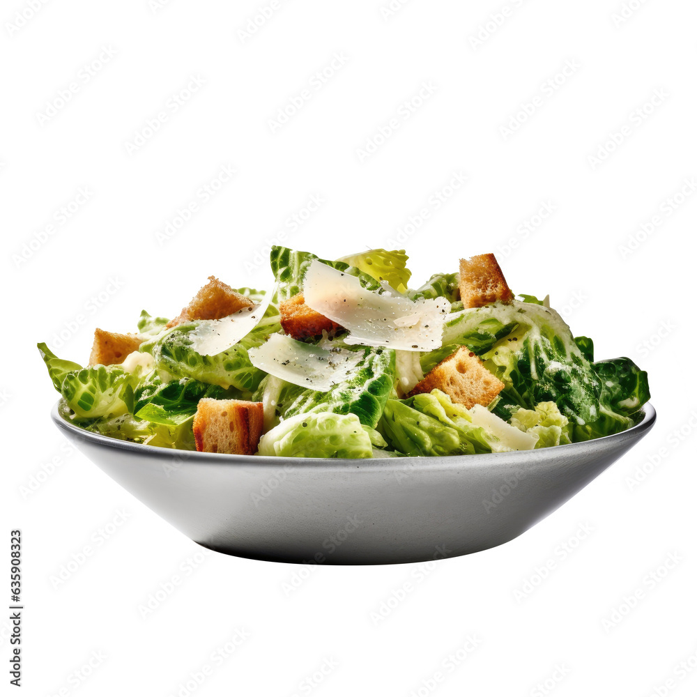 Caesar salad arranged on a plate, as a complementary element to the design project Caesar salad arranged on a plate, as a complementary element to the design project