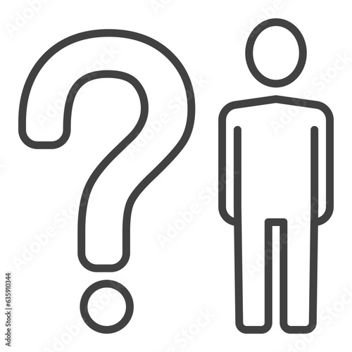 Man with Question Mark vector concept outline icon or symbol