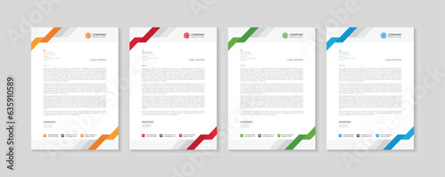 Clean and professional corporate company business letterhead template design with color variation bundle