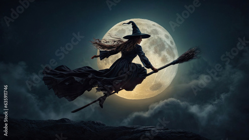 Canvastavla witch on the broom