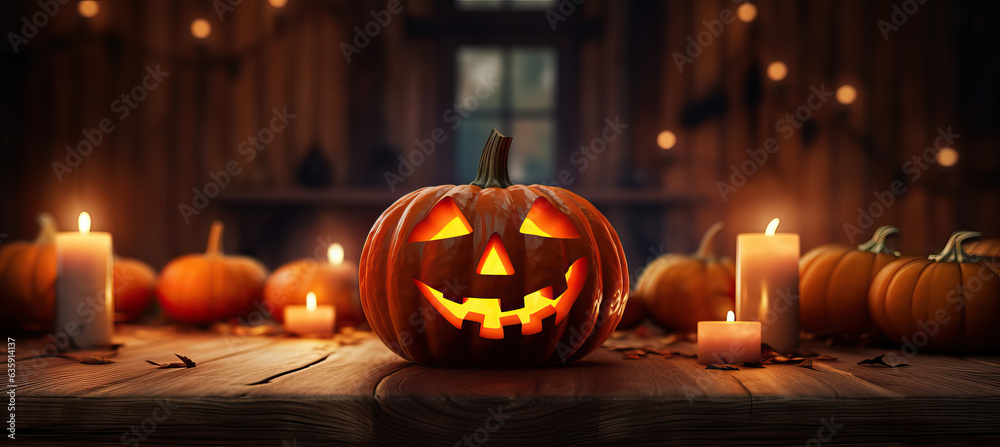 A spooky forest sunset with scary halloween pumpkin on a scary halloween night. AI A spooky forest sunset with scary halloween pumpkin on a scary halloween night. AI