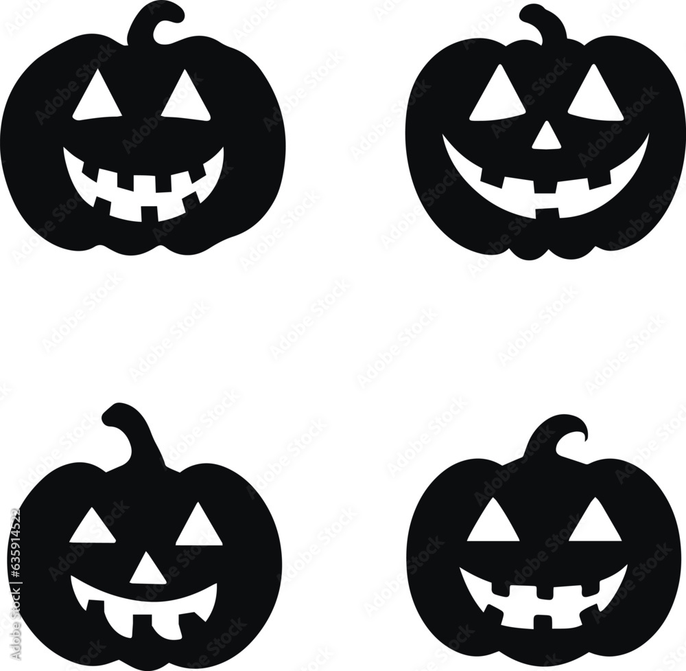 Obraz premium Halloween pumpkin set, Funny Halloween pumpkins, Vector illustration, SVG