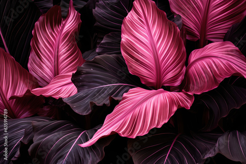 Exotic Red Foliage in Lush Tropical Texture © Darya