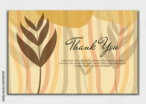 thank you card with beautiful elegant flowers, thank you card with abstract shape illustration, thank you card, save the date card.