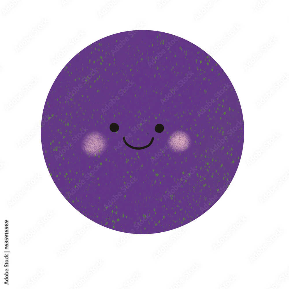 Cute Pluto planet illustration in minimalist style with a smiley face Cute Pluto planet illustration in minimalist style with a smiley face