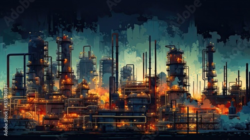 many industrial plant shapes background