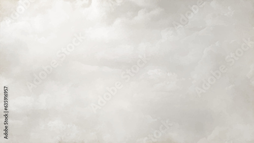 Old paper vector texture with white clouds and sky for cover design, cards, flyer, poster, banner. Vintage dirty watercolor art backdrop. Hand drawn watercolour illustration. Aged painted template.