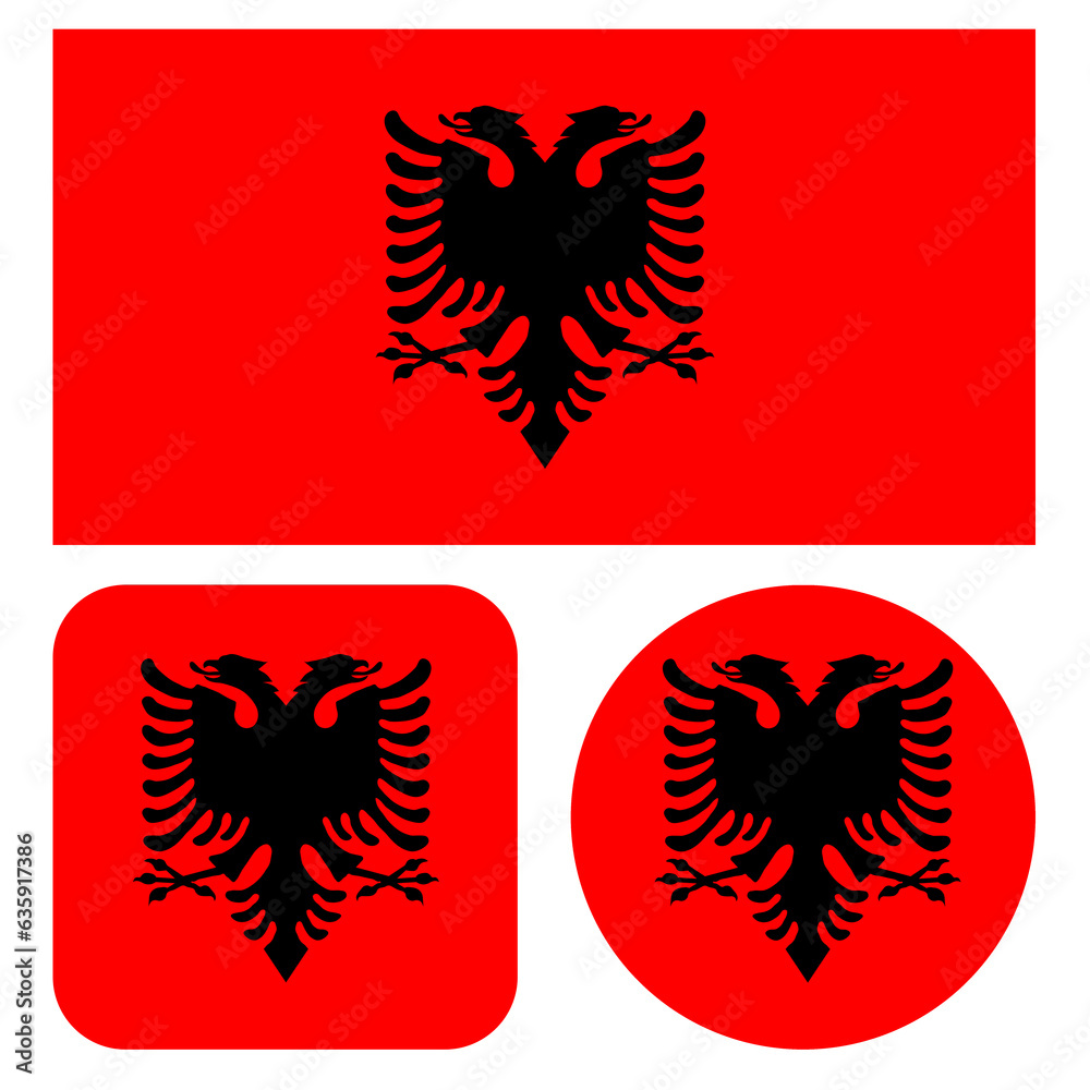Set of icons with Albania flag